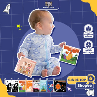 Sách Vải Cho Bé Sơ Sinh Hulo Toys, Bộ Sách Vải Song Ngữ Cho Bé Phát Triển Thị Giác Trí Não Toàn Diện