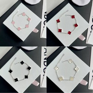 Lắc tay bạc nữ Laura Jewelry vòng tay nữ năm charm hoa cỏ bốn lá đơn sắc chuẩn bạc ta 925 8mm LJS0327L-5H