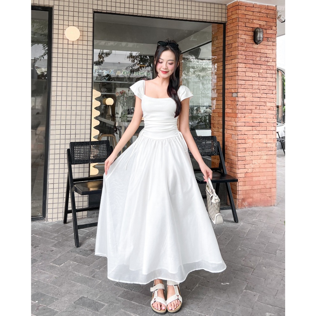Đầm CHLOE - Đầm maxi xoè nhún eo phối thun