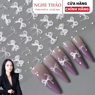 Sticker nail dán móng hình nơ Nghi Thảo