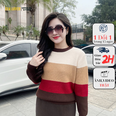 Áo Len Kẻ Ngang Mã Nhiều Màu Mã 308 Chất Len Ép Dầy Dặn  Kiểu Dáng Xuông Evalover AL2024308
