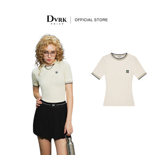 DVRK - Áo Thun Tăm Tay Ngắn Cổ Sọc Form Ôm Body Màu Kem-DVRK-25S