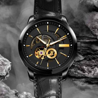 Đồng hồ nam chính hãng Lobinni LB5015G-D1 Kính sapphire ,Chống nước 50m ,BH 24 tháng,Máy cơ (Automatic),dây da đen xịn