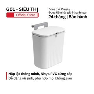 Thùng rác treo tủ bếp 9L nắp lật thông minh siêu kín bằng nhựa PP cao cấp (rỗng ruột & quai xách)