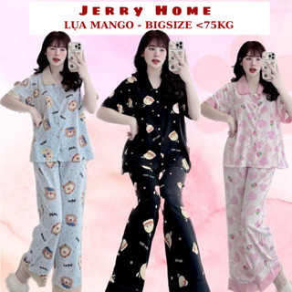 Đồ Bộ Bigsize 60-75kg, Pijama Tay Ngắn Quần Dài Cổ Sen Chất Liệu Lụa Mango - Jerry Home