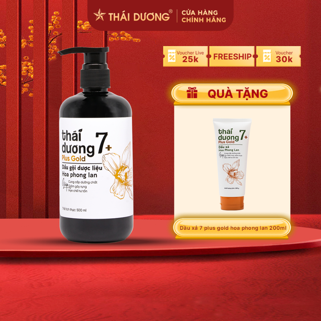 [live]Dầu gội thái dương 7 plus gold 500ml, hoa phong lan + dầu xả thái dương 7 plus gold tube 200g,