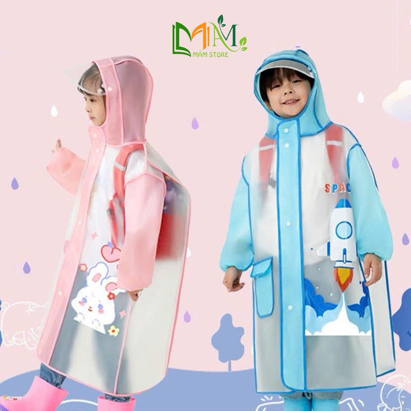 ✅Áo Mưa Trẻ Em EVA Cao Cấp Có Mũ Khóa Kéo – Áo Mưa Đi Học Cho Bé Trai Bé Gái, Chống Thấm, Dễ Thương