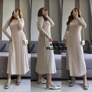 [virusplussize]đầm mango xịn bigsize thun gân midi