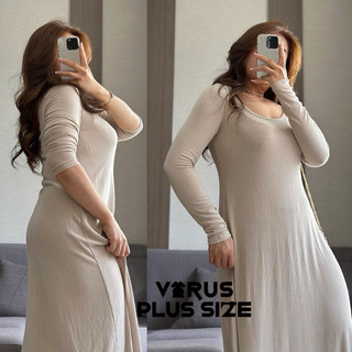 [virusplussize]đầm mango xịn bigsize thun gân midi