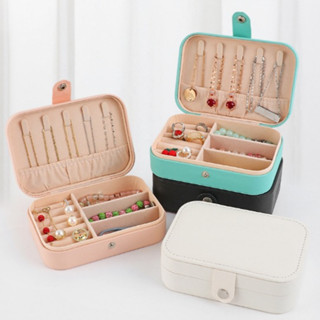 Hộp đựng trang sức phụ kiện du lịch hình vuông nhiều ngăn tiện dụng, hộp nữ trang bọc da sang trọng
