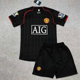   logo full thêu  Bộ quần áo đá bóng MU 2008 ĐEN vải thái VIP logo full in số theo yêu cầu form âu dành cho nam nữ 