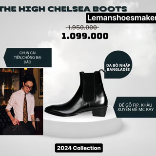 Chelsea boots Da bò Banglades mũi tròn vuông cao 5cm cao cấp đế gỗ khâu mck , Bảo hành 24 tháng da và đế