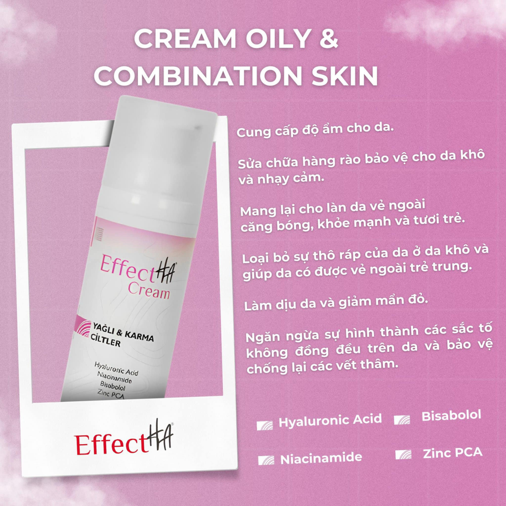 [CÔNG TY] Kem dưỡng Effect HA cấp ẩm, làm dịu, kiểm soát dầu nhờn, ngừa mụn cho da dầu hỗn hợp 50ml 