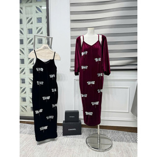 Váy nhung hai dây chuồn chuồn