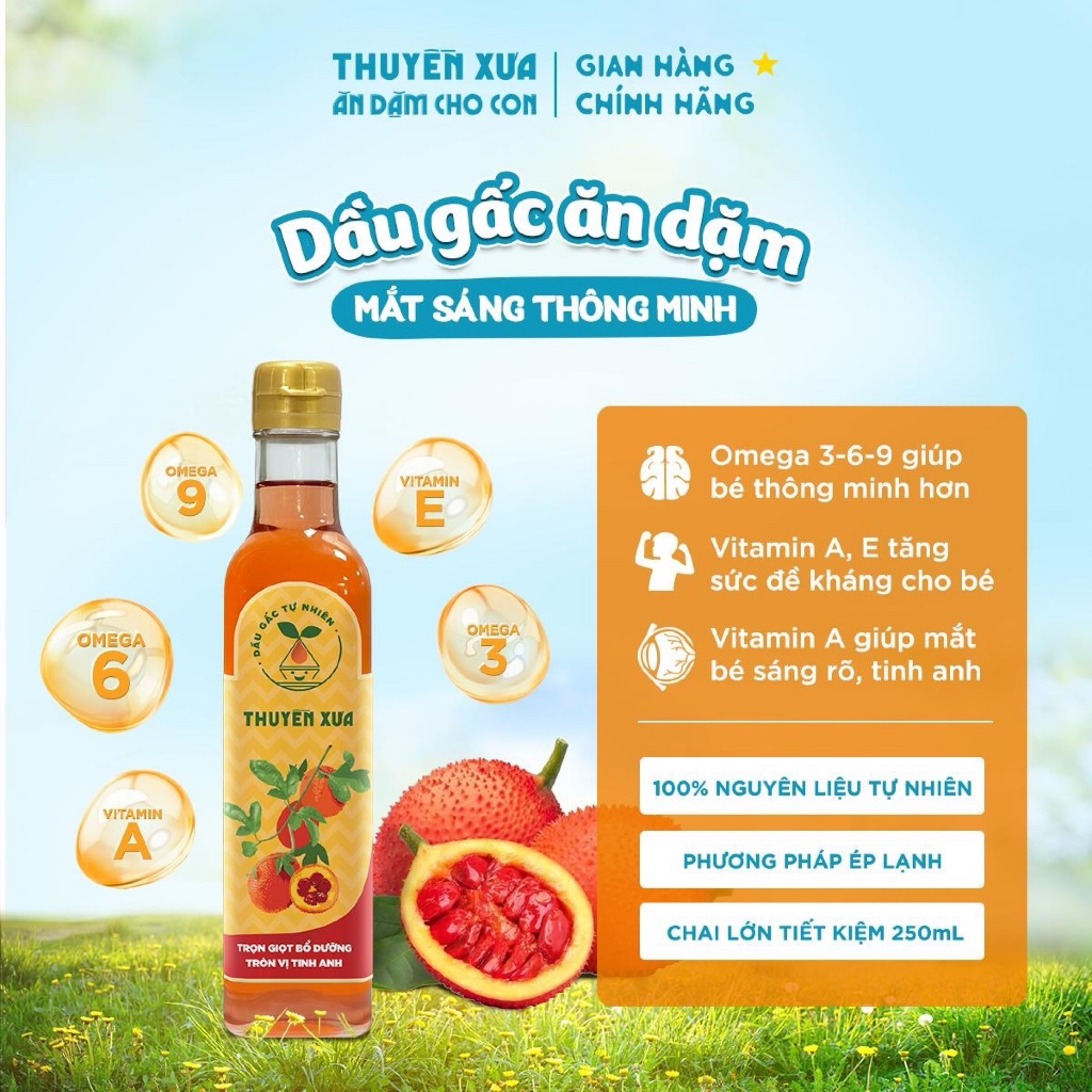 Dầu Gấc Tự Nhiên Thuyền Xưa Ăn Dặm Cho Con 65ml/250ml