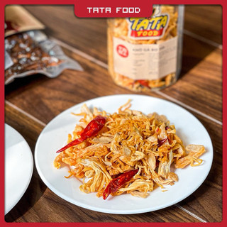  Khô gà bơ tỏi xé giòn cay hũ 250g TATA Food đồ ăn vặt Hà Nội GBT250 