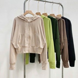  Áo khoác bigsize nữ có nón trùm đầu che nắng dáng ngắn croptop chất vải thun gân co giãn KHOAC5 