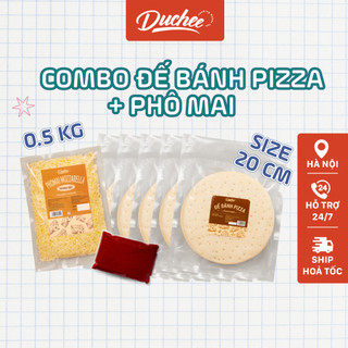 [FREESHIP] Combo 5 Đế Bánh Pizza Duchee 20cm kèm Sốt Cà Chua, 500g mozzarella, Tự Làm Pizza Tại Nhà