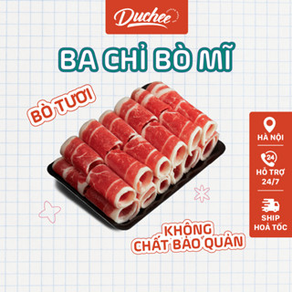   FREESHIP  Ba Chỉ Bò Mỹ Cuộn Duchee Khay 500gr Thịt Bò Nhập Khẩu Cao Cấp Nạc Vừa Ít Mỡ 