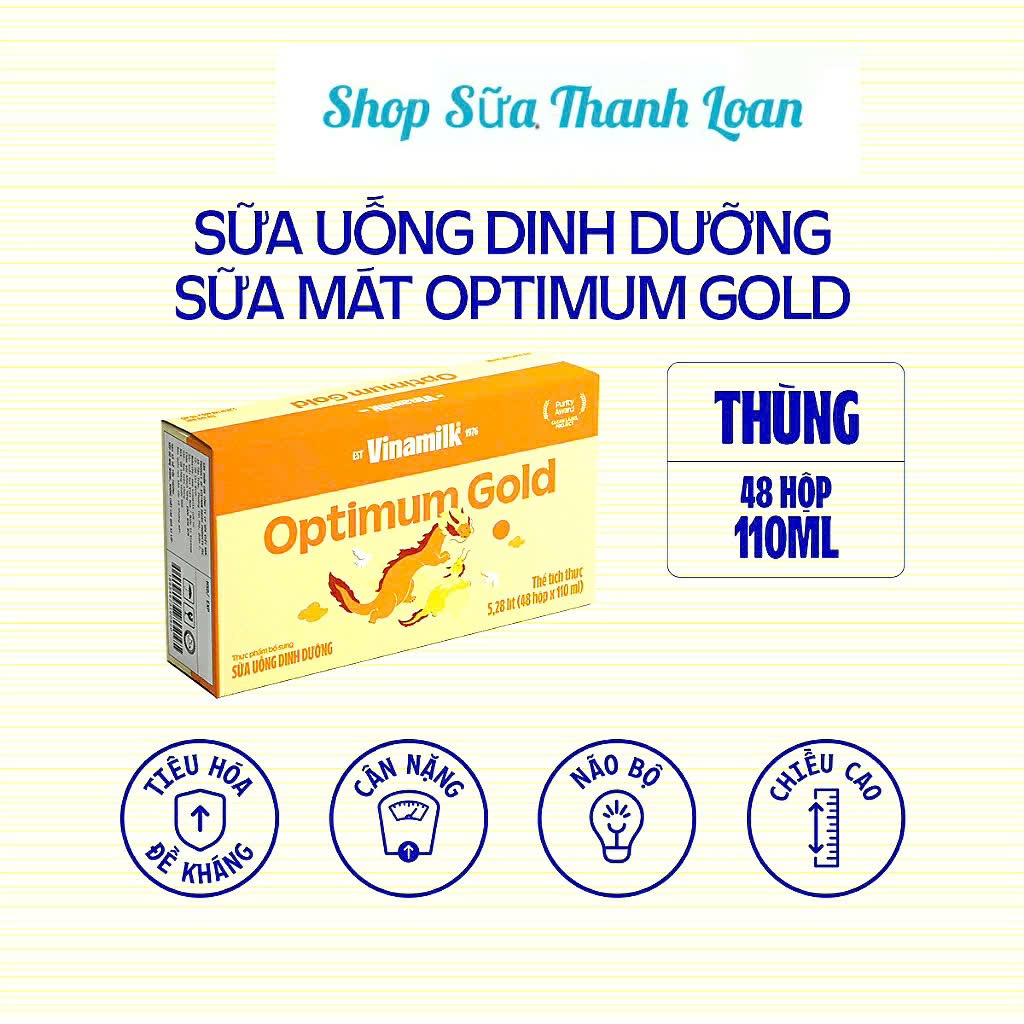 (HSD T11-2026) Thùng 48 Hộp Sữa Bột Pha Sẵn Vinamilk OPTIMUM GOLD 110ml.