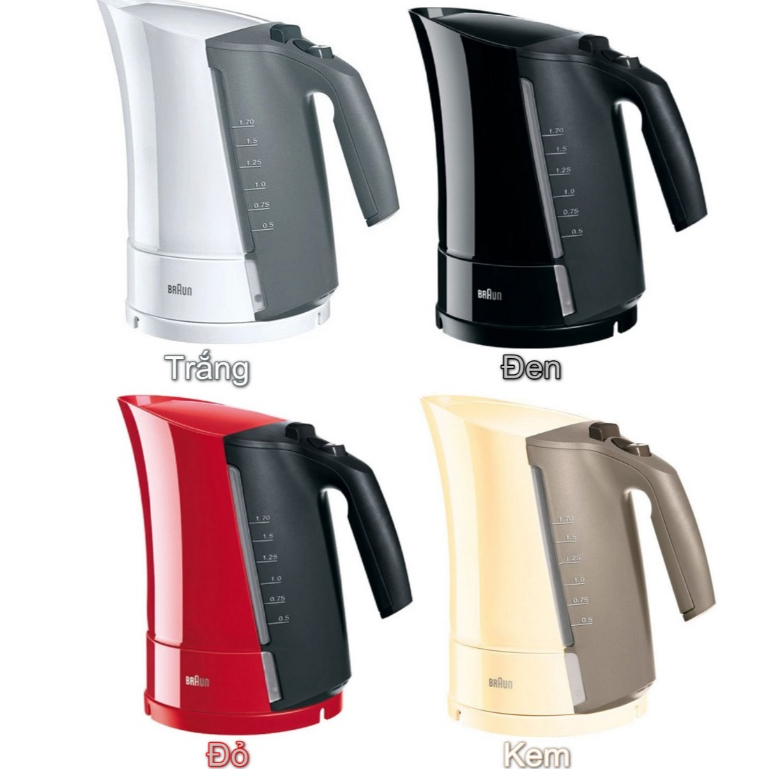 Ấm Đun Siêu Tốc Braun WK300 - 2200W - 1.7L -  Hàng xuất xứ Châu Âu