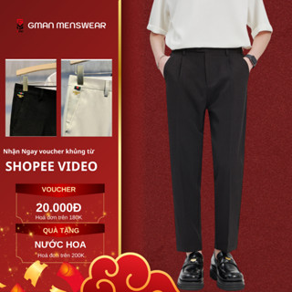 Quần âu nam GMAN thêu ong họa tiết dáng rộng ống suông phong cách trẻ trung