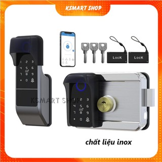 Khóa cổng vân tay 2 chiều bằng inox dùng app tiếng Việt