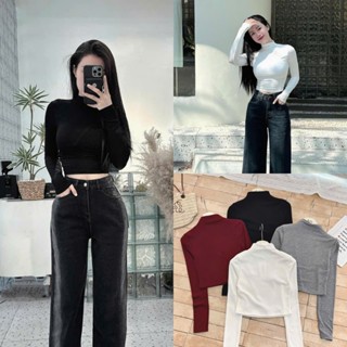 [A350] ÁO THUN TRƠN DÀI TAY CROPTOP metwo.dearu - Áo thun boby giữ nhiệt cổ 3p basic dáng ngắn co dãn ulzzang Hàn Quốc
