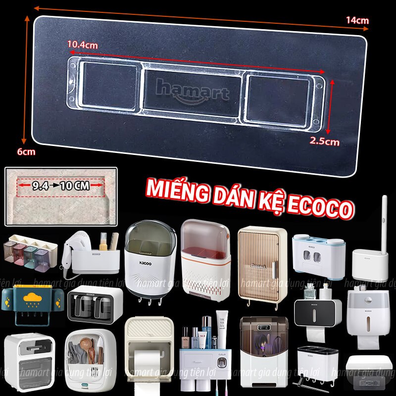 Miếng Dán Kệ Ecoco Dự Phòng Thay Thế Keo Dính Hộp Đựng Giấy Vệ Sinh Treo Tường Nhà Tắm Oenon