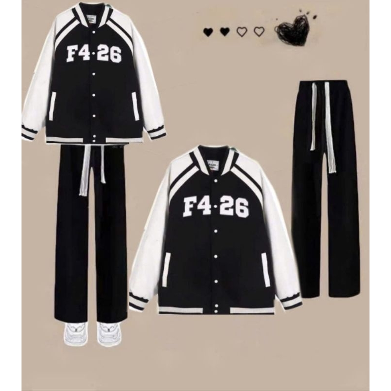 Sét Bộ Quần Ống Rộng Dây Rút Bản To + Kèm Áo Nỉ Ngoại BOMBER form rộng -F426