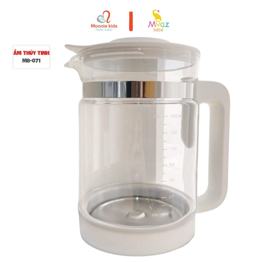Ấm thủy tinh đun nước thay thế máy Moaz Bebe MB071 dung tích 1.5L - Monnie Kids