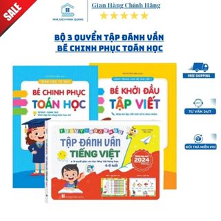 [Chuẩn NXB] Sách - Bộ 3 quyển tập đánh vần, bé chinh phục toán học, bé khởi đầu tập viết hành trang vào lớp 1
