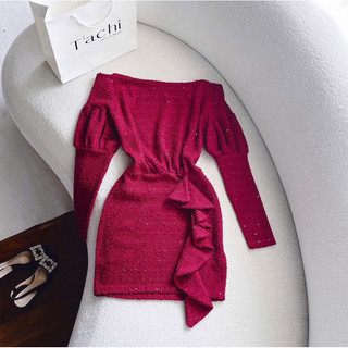 ĐẦM ĐỎ TAY PHỒNG DÂY CHÉO CỔ