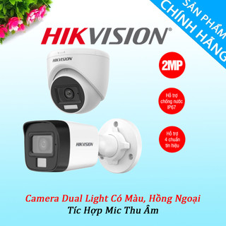  Camera HIKVISION 2MP Full HD 1080P Dual Light Có Màu Đêm - Hồng Ngoại - Mic Thu Âm Hàng Chính Hãng 