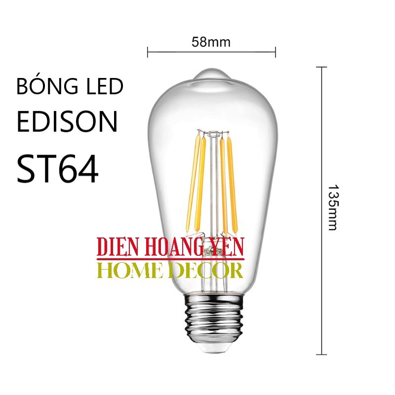 Bóng Đèn Led Dây Tóc Edison ST64 đui e27 đui xoáy