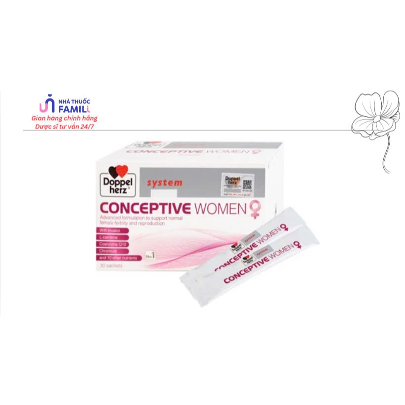 (CHÍNH HÃNG) DOPPEL HERZ CONCEPTIVE WOMEN bổ trứng hỗ trợ giảm đa nang (h/30g) DATE 10.25