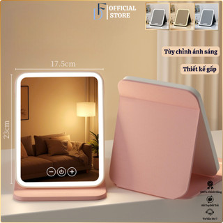  Gương Để Bàn Trang Điểm  Gương Cầm Tay Gập Gương Mini Cầm Tay Có Đèn Led Tùy Chỉnh Ánh Sáng Cảm Ứng 03 Chế Độ Kèm Sạc 