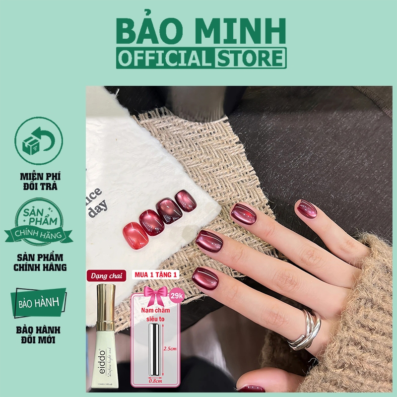 [ Tặng 1 Nam Châm ] - Sơn Mắt Mèo Ánh Trăng Rượu Vang Eiddo Chai 12ml - Gel Mắt Mèo Ton Đỏ Rượu - Si