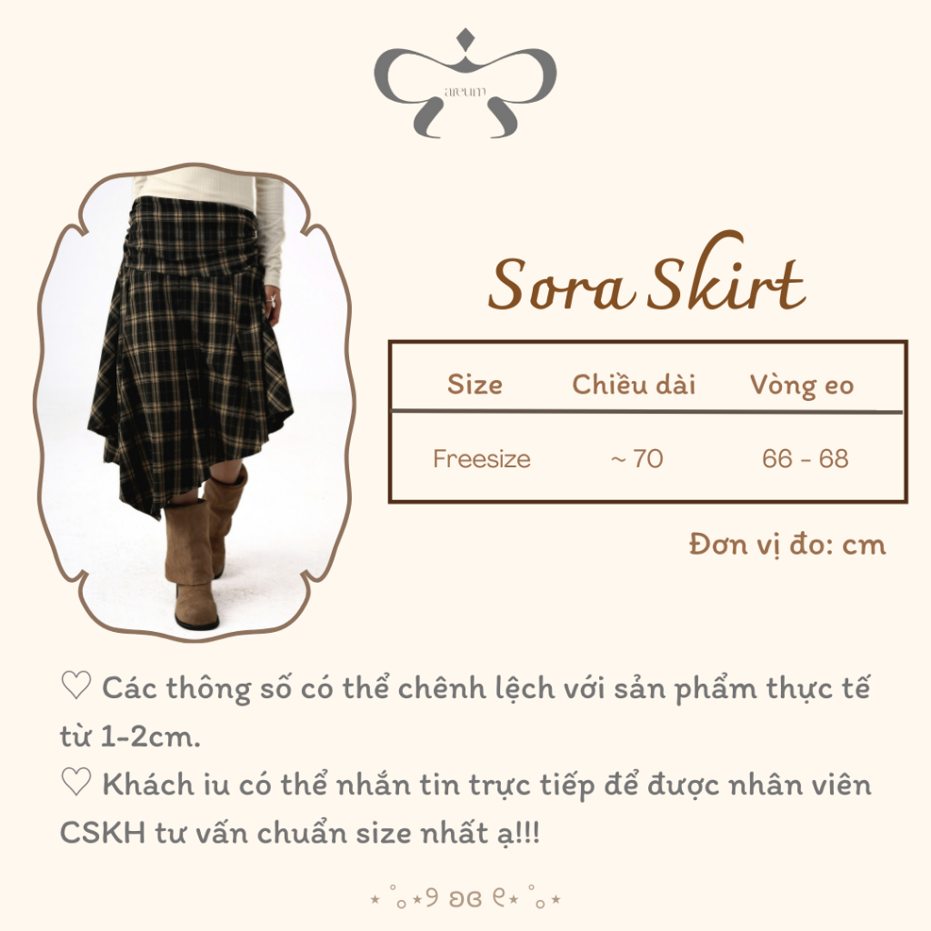 AREUM Chân Váy CARO Dáng Dài Vạt Chéo SORA | BigBuy360 - bigbuy360.vn