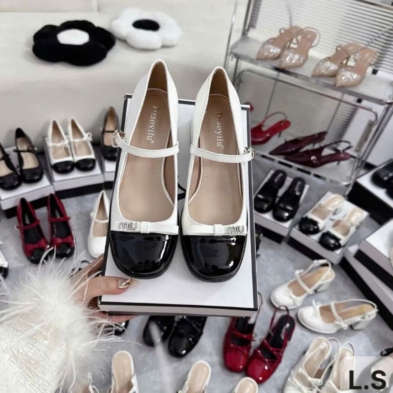 ( Mẫu mới 2025) Giày Búp Bê giày Marry jane nữ giày cao gót vuông 5cm xinh xắn ms666-a163