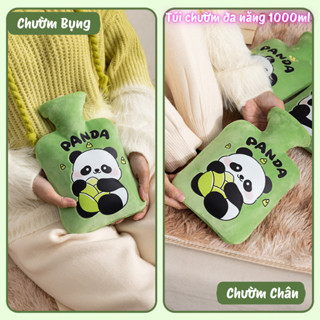 Túi Chườm Bụng Nóng Lạnh Đa Năng, Túi Chườm Bụng Kinh Hình Gấu Trúc Dễ Thương Dung Tích 1000ml Vải Nhung Mềm Mịn, Ấm Áp