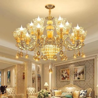 Đèn Chùm 15 Tay Chao Đá Đúc Dây Đèn Chỉnh Được Cao Thấp Tùy Ý Ứng Dụng Trang Trí Phòng Khách,Sảnh_ HOÀNG ANH LIGHTING