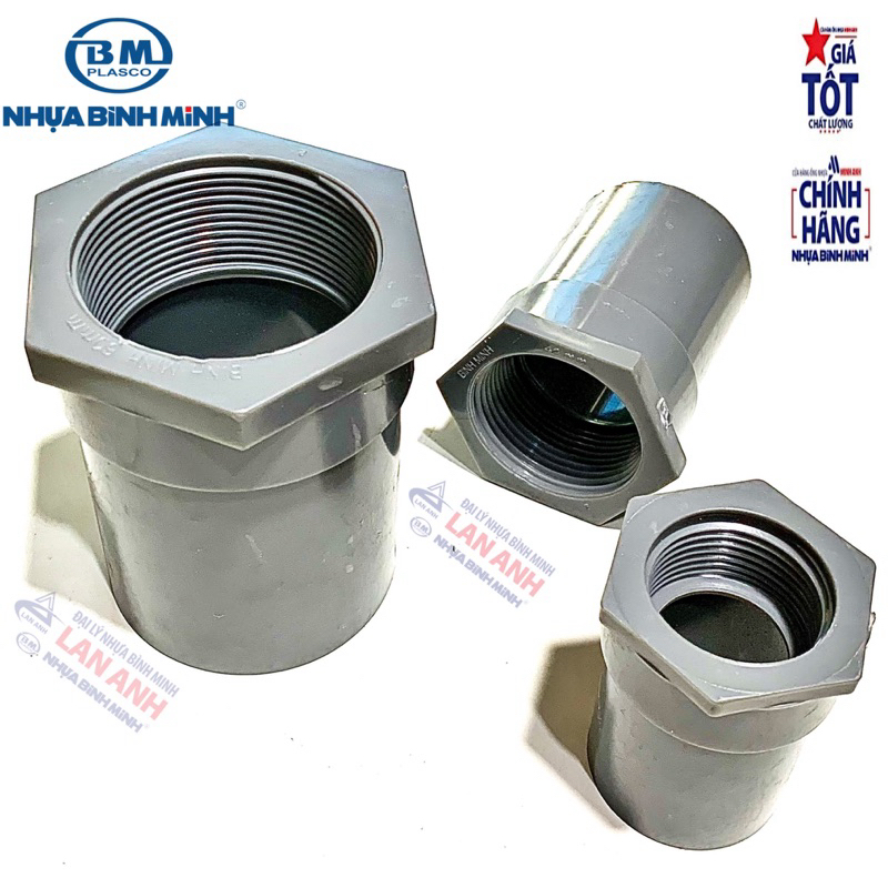 Nối Ren Trong - Ren Trong Tăng Giảm U - Pvc Nhựa Bình Minh Size 21 - 27 - 34