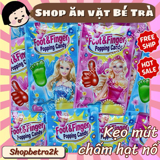 (Combo 10 gói) Kẹo mút chấm hạt nổ Foot&Finger~10gr