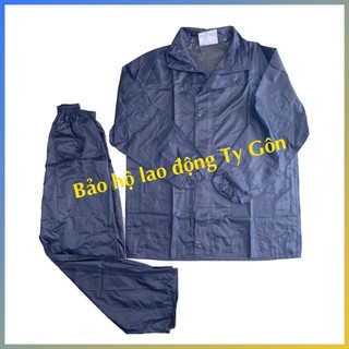Bộ quần áo mưa vải dù xanh đen cao cấp có phản quang sau lưng