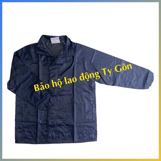 Bộ quần áo mưa vải dù xanh đen cao cấp có phản quang sau lưng