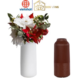 Bình cắm hoa tăm cao nhựa VIỆT NHẬT - Giả gốm, cứng, trang trí bàn thờ, phòng khách - 0109