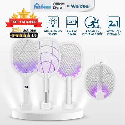 Vợt Muỗi kiêm Đèn Bắt Muỗi 2 trong 1 Weidasi WD955 - Pin sạc cao cấp 1200 mah  - Bảo hành 12 th 1 đổi 1 - MIFAN