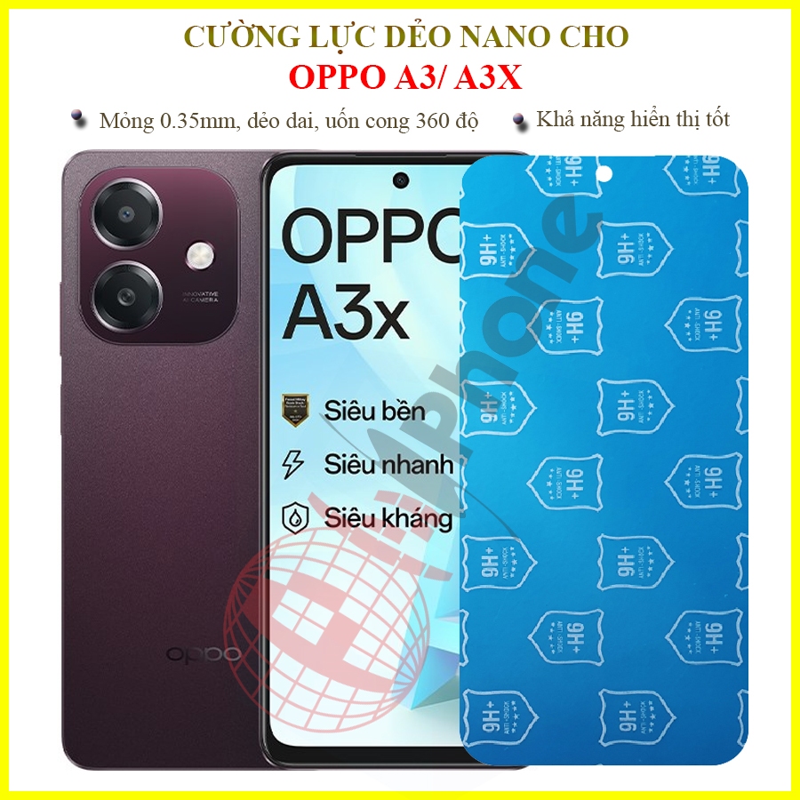Dán cường lực dẻo nano trong hoặc nhám cho Oppo A3/ A3x