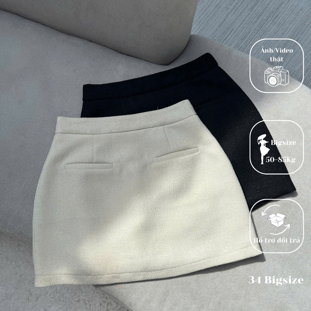 Chân váy dạ tweet 34CV026 34 Bigsize, chân váy chữ A bigsize cho nữ phù hợp đi chơi đi dạo
